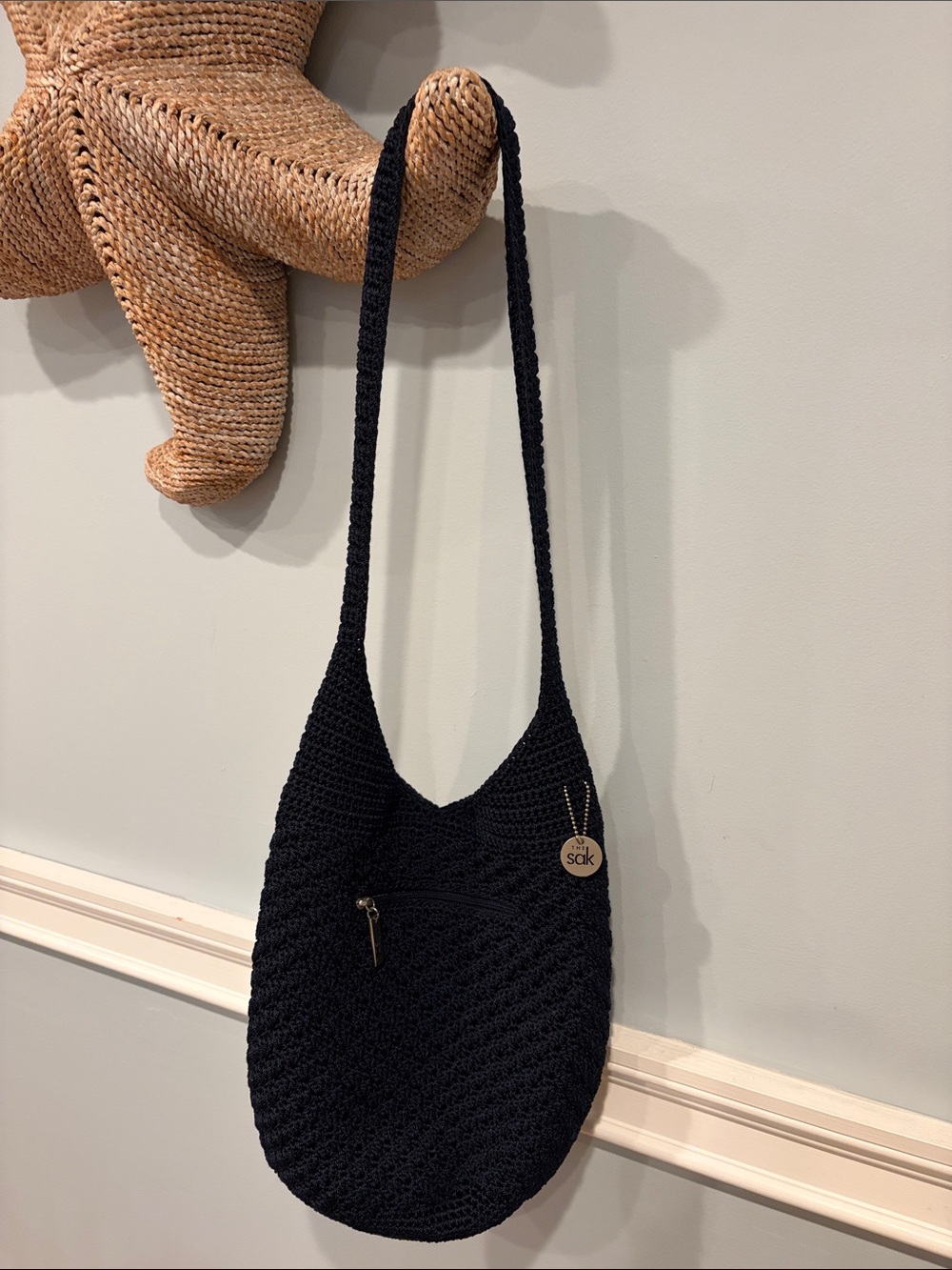 The Sak Navy Blue Crochet Shoulder Bag